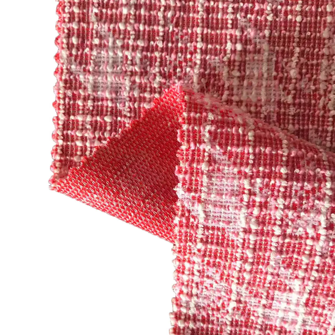 Новейший дизайн текстиль розовый и белый цвет полиэстер хлопок спандекс стрейч TC жаккардовая одежда трикотажные твидовые ткани