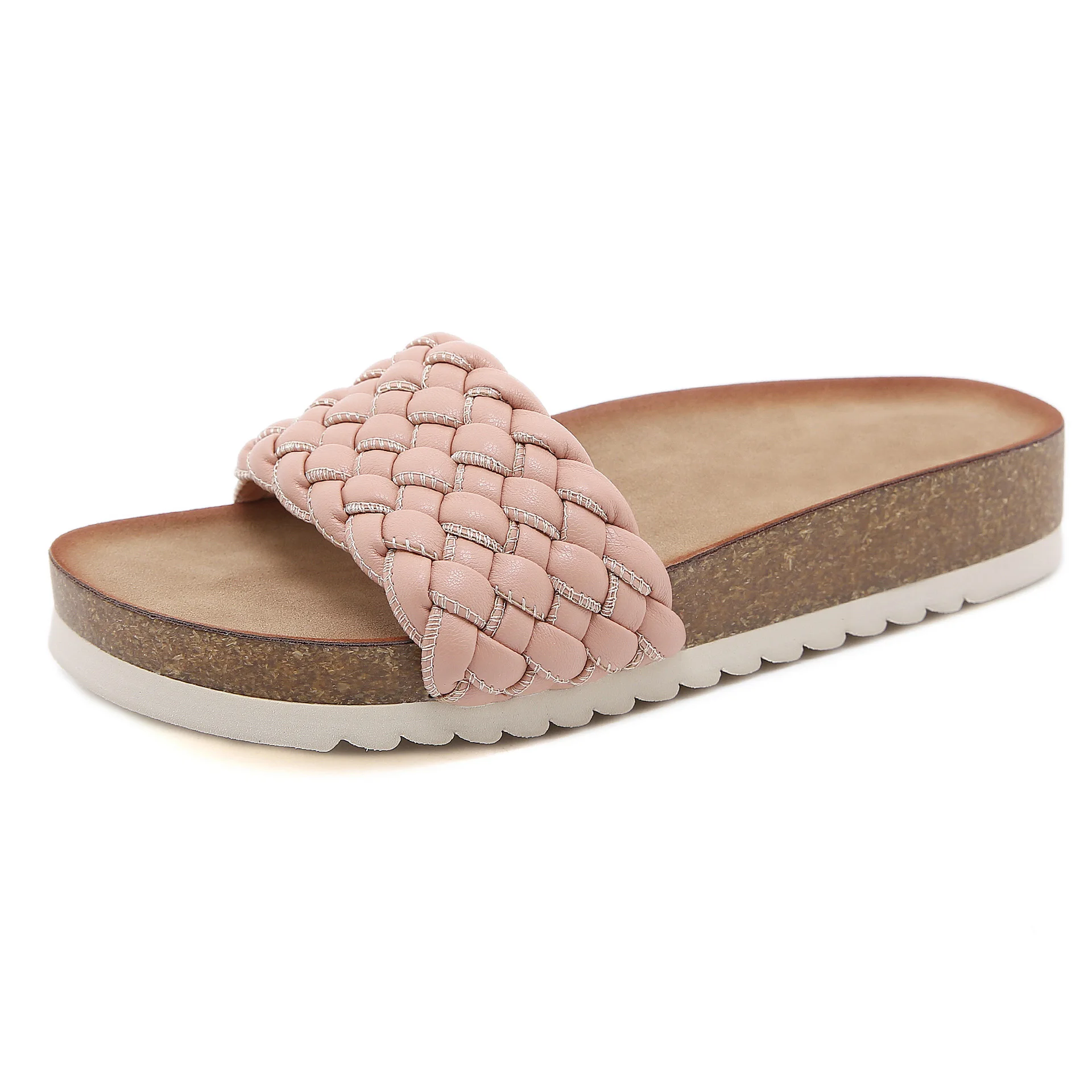 New style outsidepu slipper  beach woven wood soles fashion slippers comfortable non-slip shoes for pregnant mother