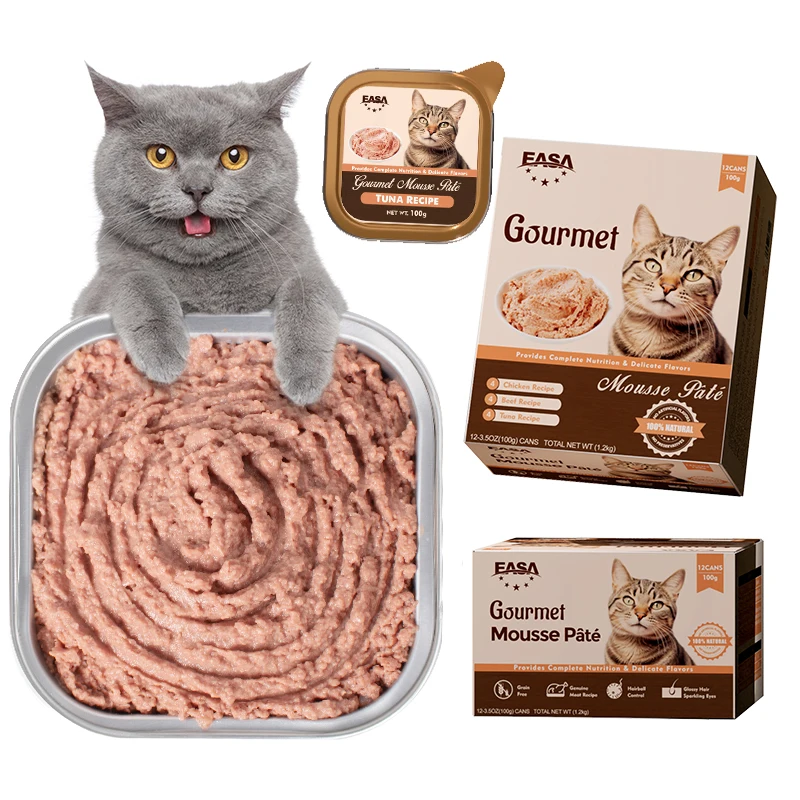 Hot sales  Gourmet Mousse Pate for cat 100g Delicate Flavors Palatability Genuine Meat Recipe