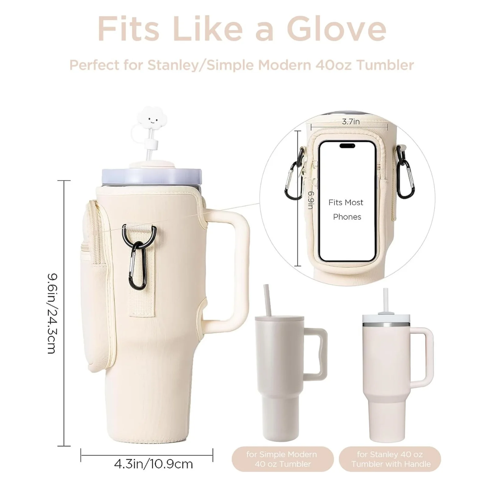 Manufacturer Custom Adjustable Strap Neoprene Water Bottle Carrier Sleeve Pouch Cup Holder Sling Bag With Zipper Phone Pocket