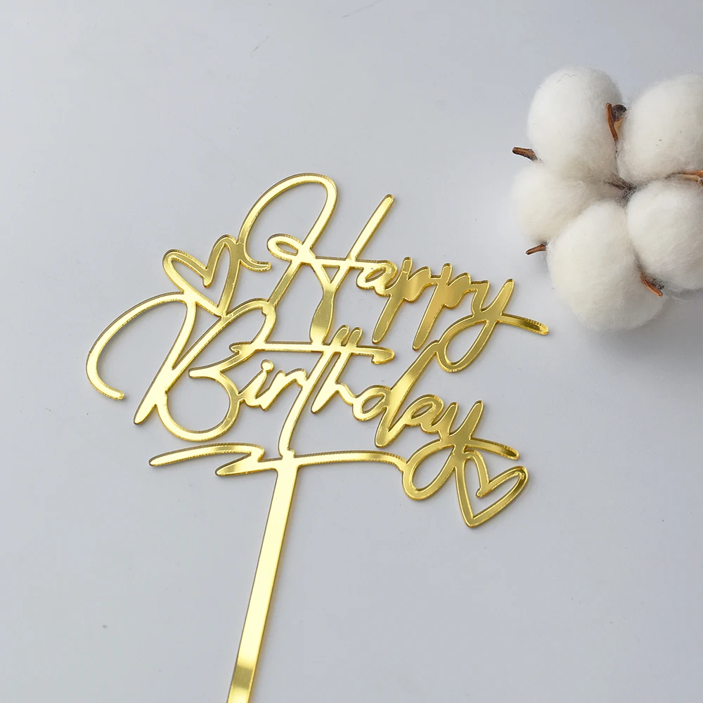 New Product Happy Birthday Double Love Acrylic Cake Topper