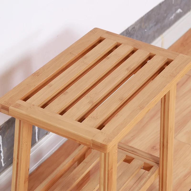 High Quality Classic Design Wood Shower Chairs Stool Bath Bench with Storage Shelf for Bathroom