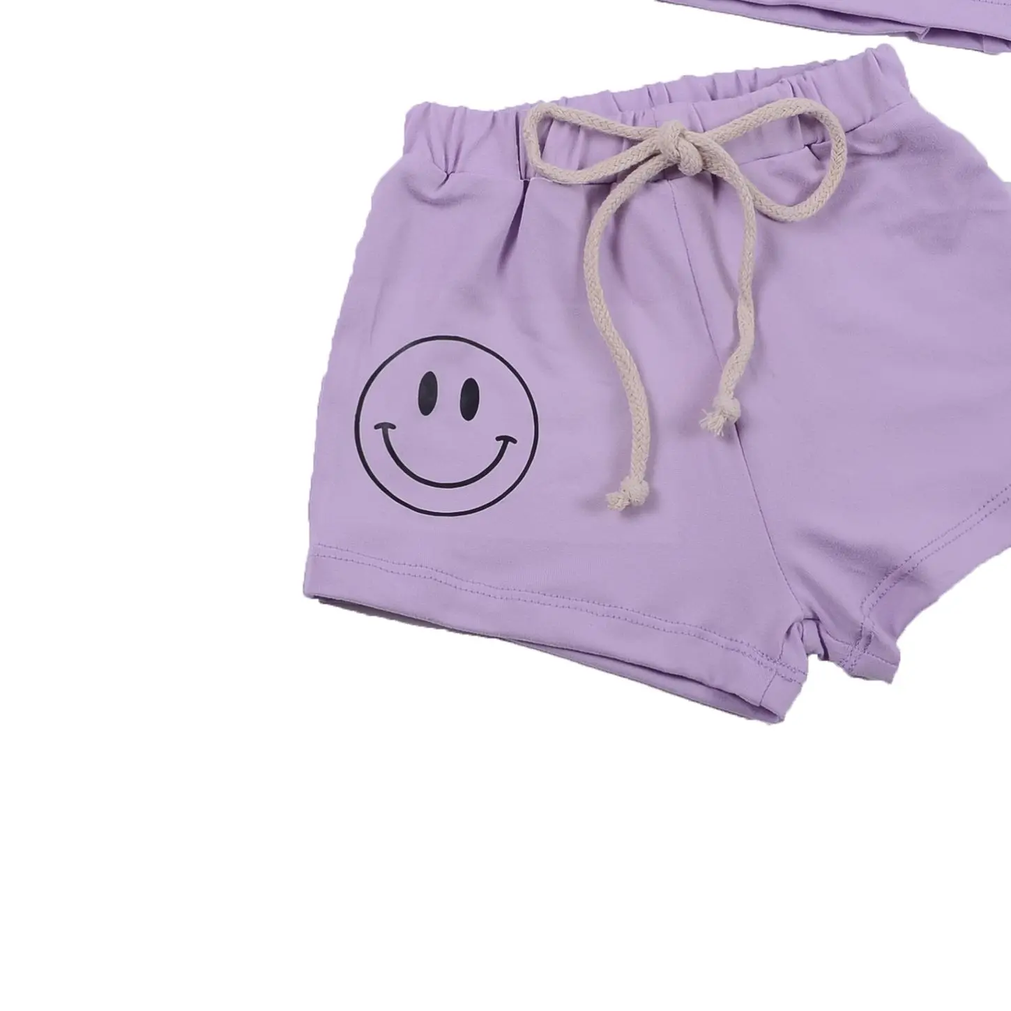 Custom Logo Baby Clothes Smiling Face Printing Pajama Short Sleeve Sweatshirt Kids Summer Clothing baby Set