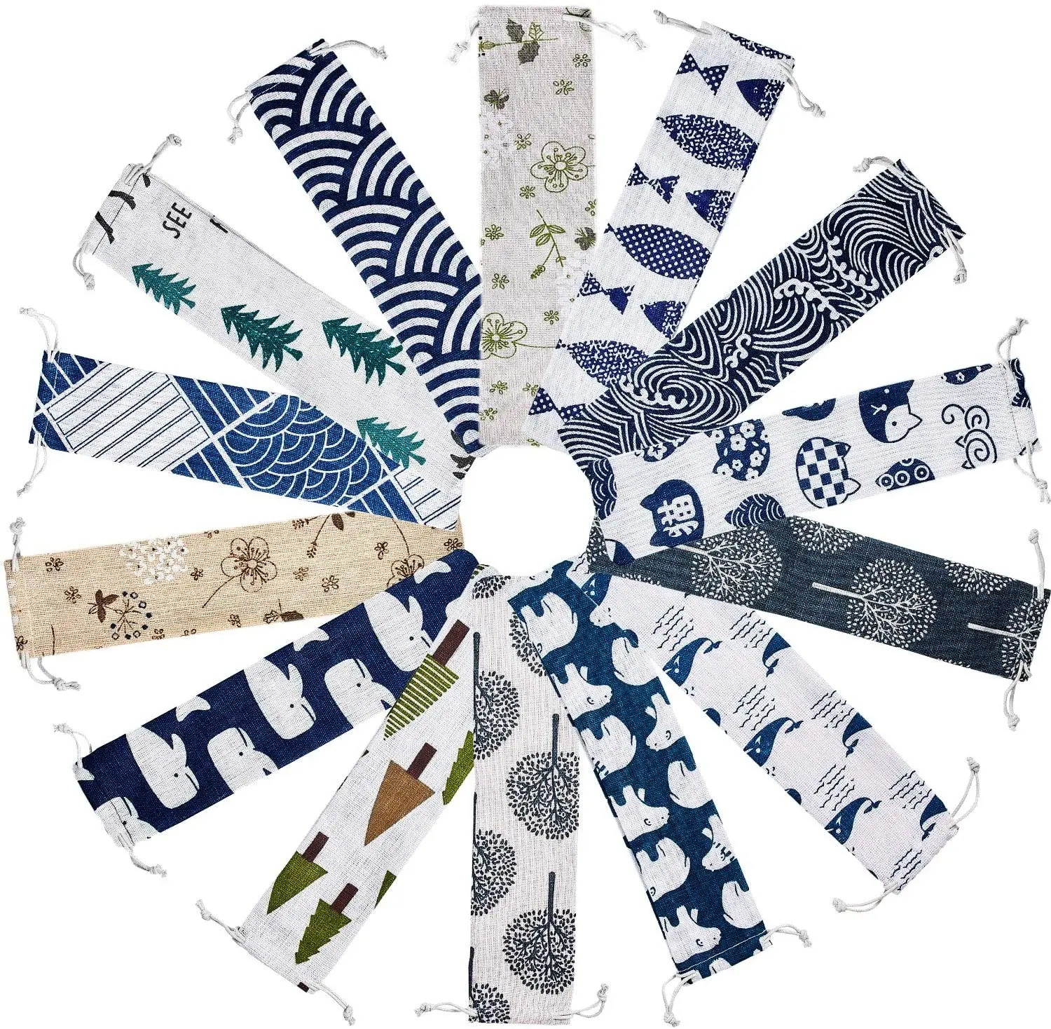 Cutlery Storage Bag Reusable Drinking Straw Stainless Steel Spoon Fork Straw Pouch Woven Tableware Storage Bag Travel Equipment