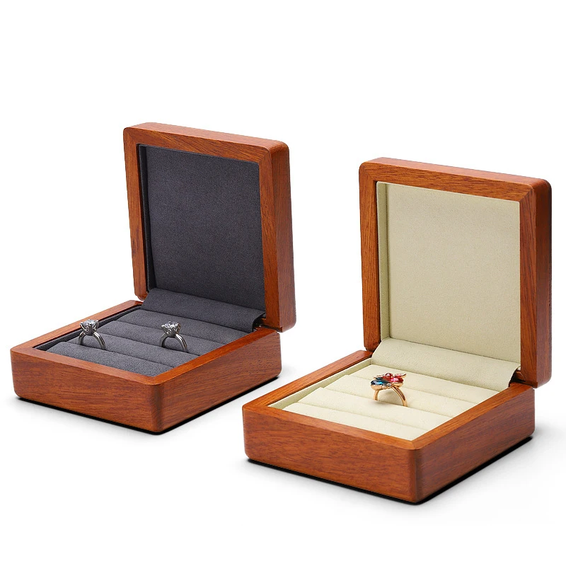 China Wholesale Multi Positions Ring Pendant Jewelry Box Organizer Luxury Wooden Storage Jewelry Ring Gift Box With Magnetic Lid