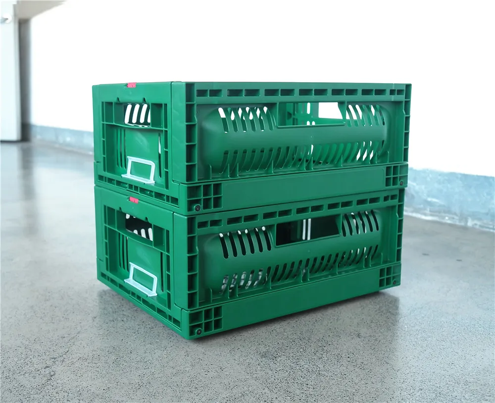 Сверхмощный зеленый пластиковый складной ящик с ручкой, оборотная корзина для хранения, пригодный для вторичной переработки