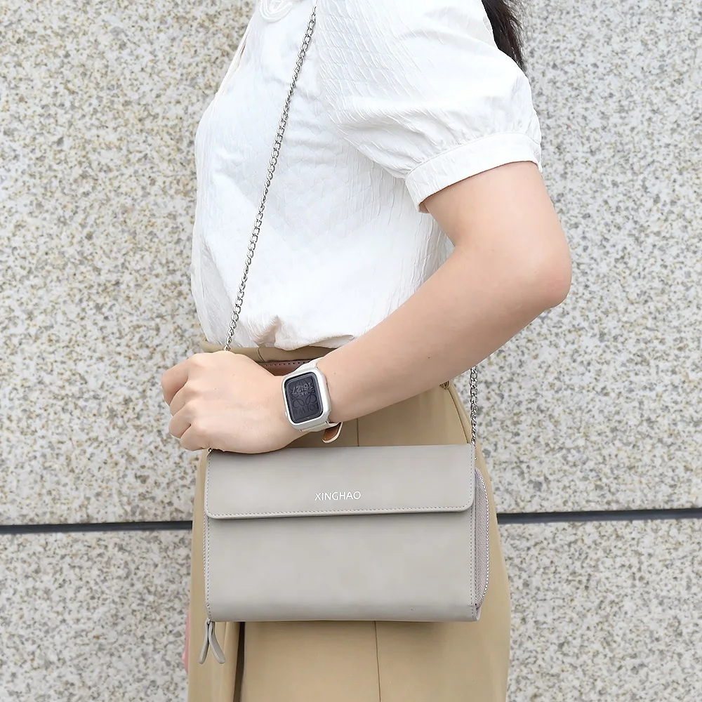 Fashion Women Crossbody Sling Shoulder Purse Clutch Wallet wholesale pu leather Chain purse with Mirror