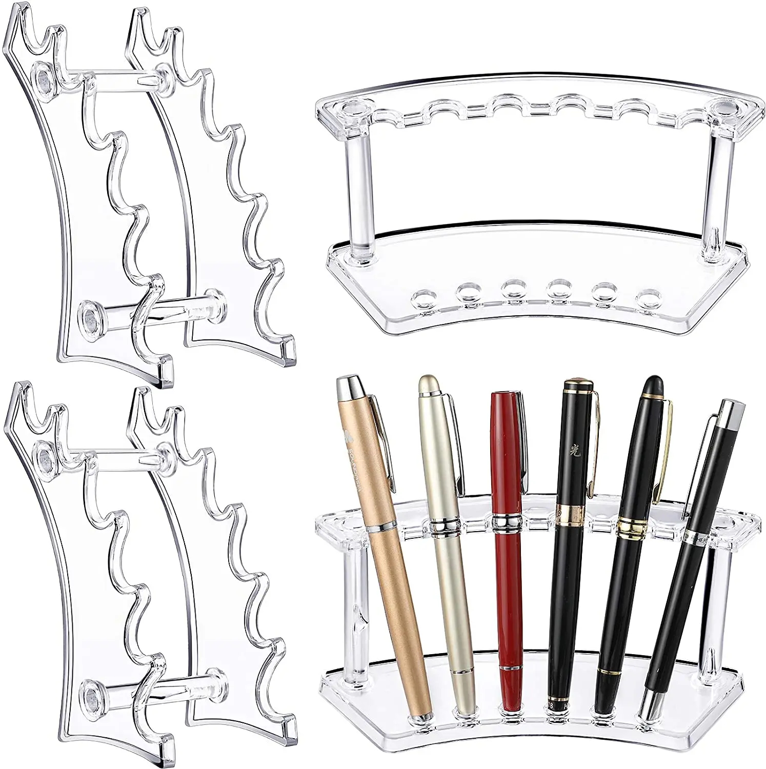 6-Slot 2 Kinds Vertical and Horizontal Pen Display Stand Rack Eyebrow Pen Stand Makeup Brush Rack Organizer