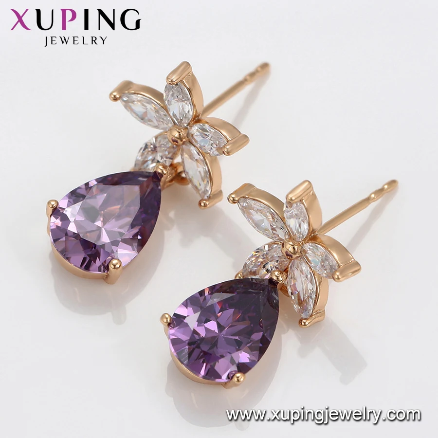99325 xuping jewelry promotion Low order wholesale White stone star earrings with purple stones