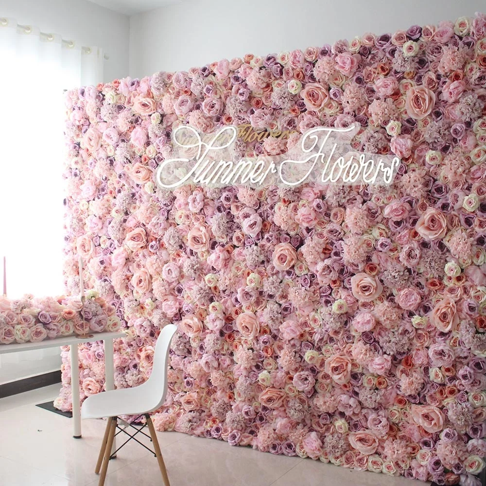 Fabric cloth 4x8ft wedding party decor competitive price silk rose flower wall