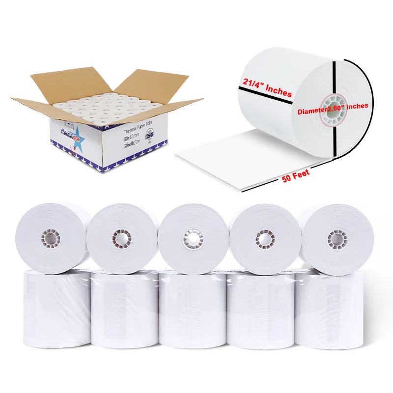 thermal paper rolls logo blue image plastic core 65gsm 55gsm 58gsm 80*80mm