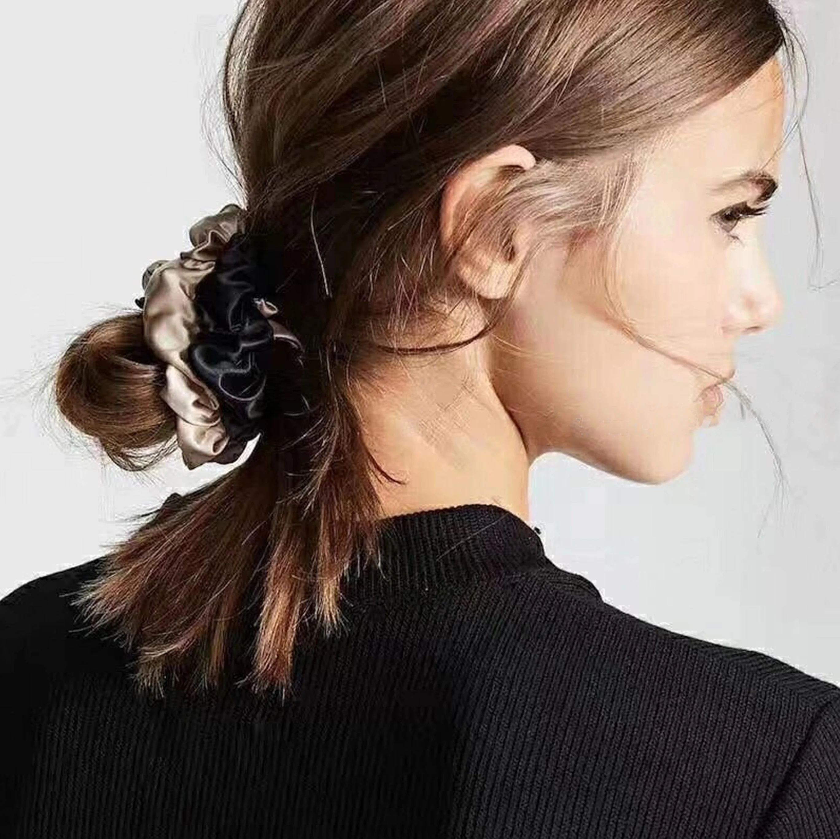 22mm custom 100% pure  silk scrunchy hair bands ties oversized large organic real silk scrunchies