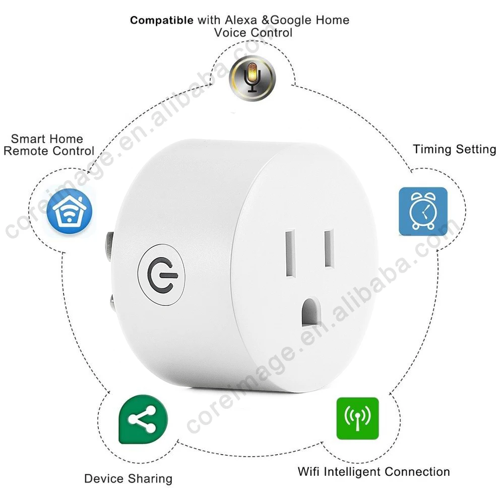 Factory direct sale Tuya smart life APP control home use intelligent socket US standard smart plug wifi