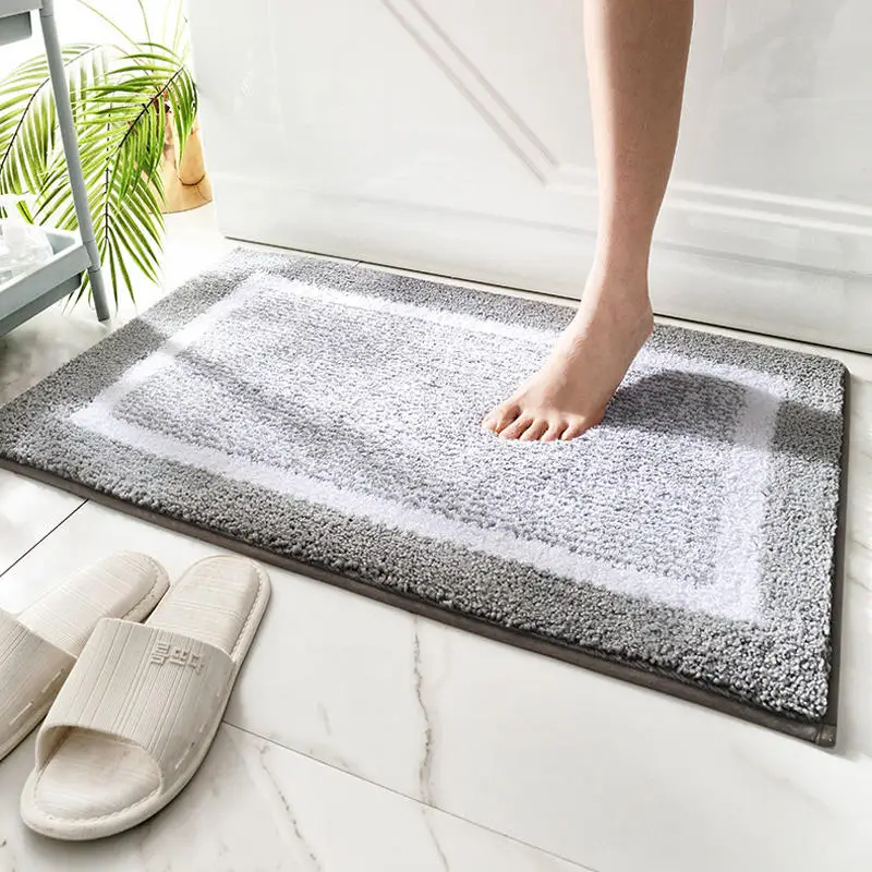 QIANQIAO Bathroom Rug 50 x 80cm Non-Slip Microfibre Soft Washable Water Absorbent Blue Bath Mat