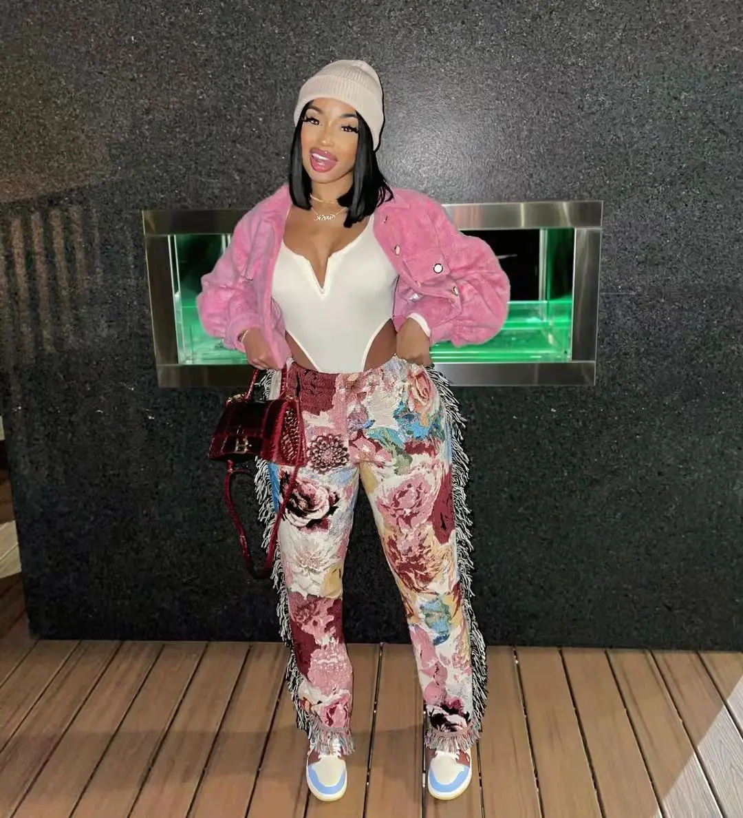 Latest Fashionable Popular Design Style Long Lady Tassel Pants Woman For Ladies