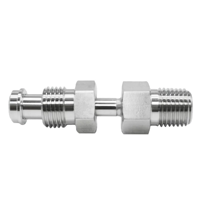High Quality 316L Stainless Steel VCR Metal Gasket Face Seal Straight Through Adapter VCR to NPT Straight Through Fitting
