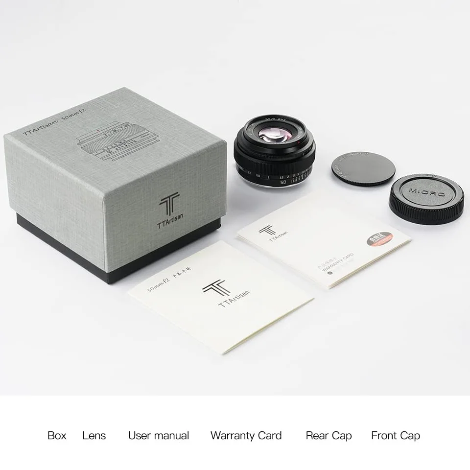 TTArtisan 50mm F2 Full Camera Lens MF Large Aperture Standard Focal Length for E/X/M43/EOS-M/RF/Z/L Moun