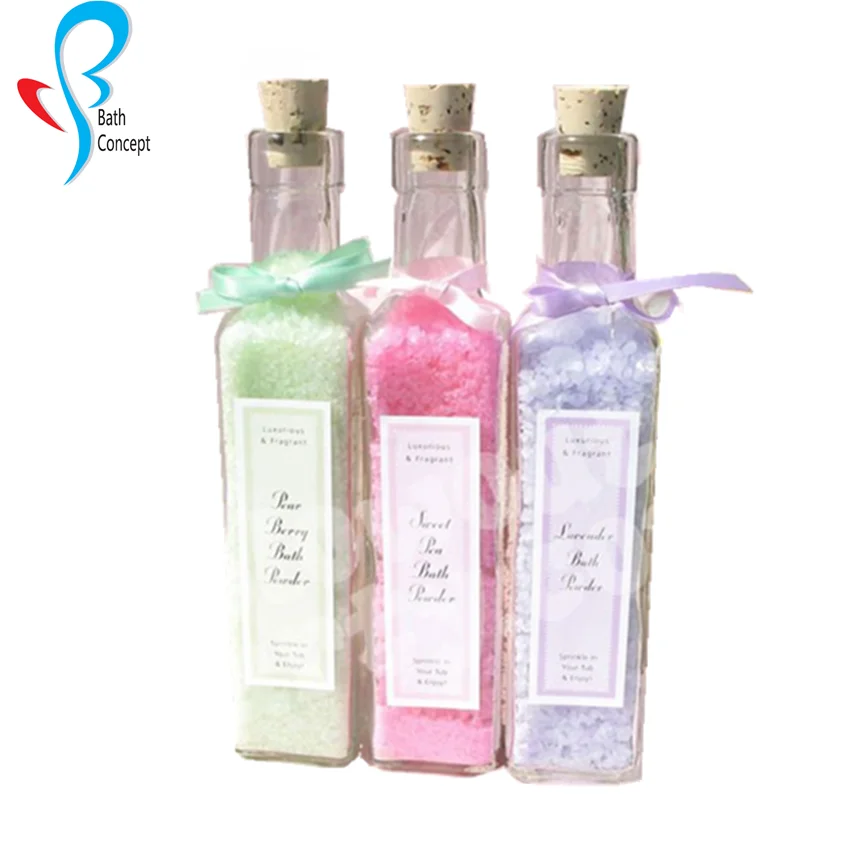 Wholesale custom natural organic bulk private label bath powder spa 100ml bottle milk lavender crystal