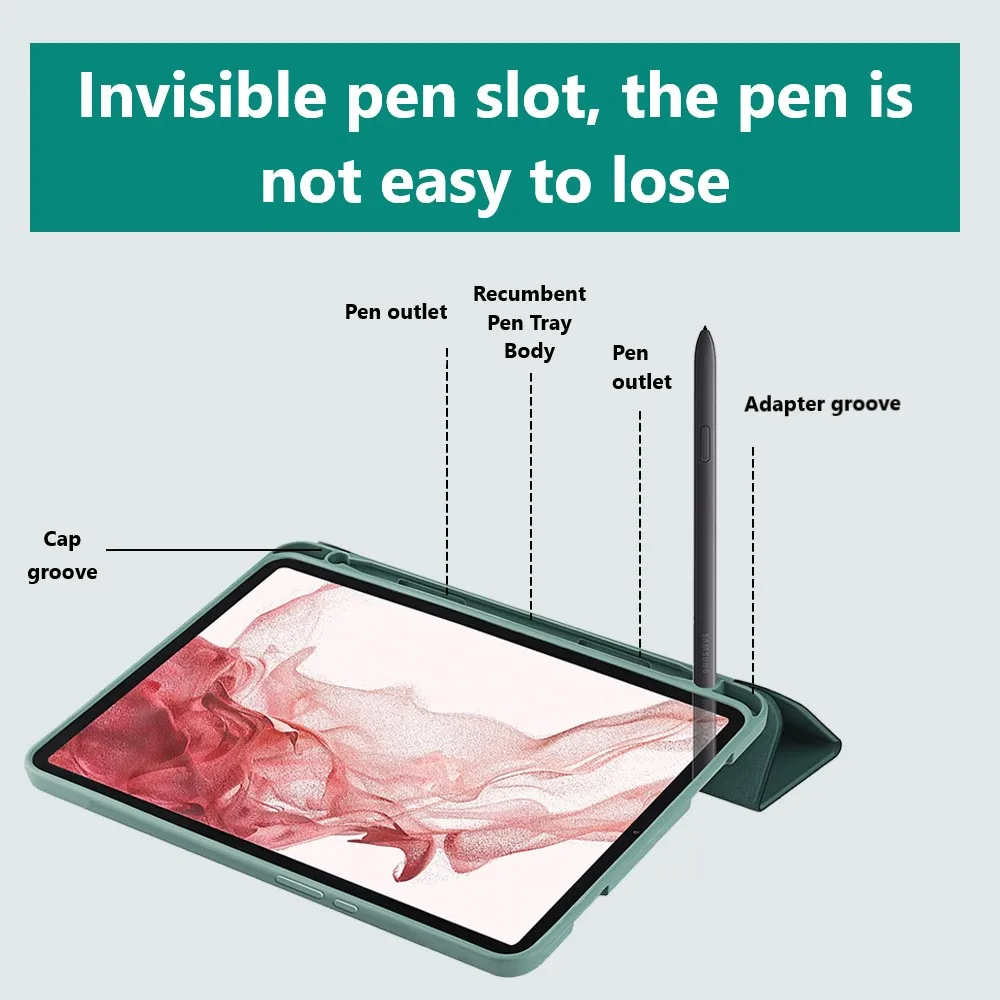 Skin Feel PU Leather Soft Shell TPU Ultra Slim Auto Wake Sleep Smart Tablet Case Cover For Samsung Galaxy Tab S8 Plus/S8Ultra