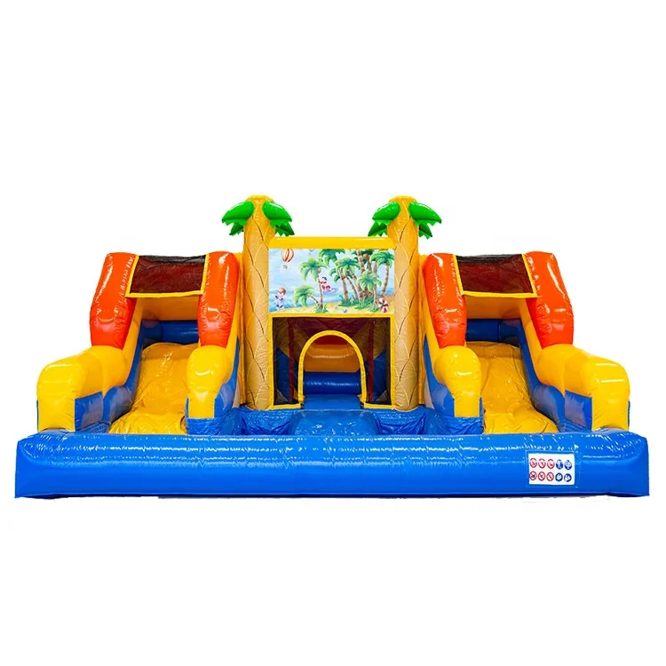 Популярная Коммерческая надувная горка для детей из ПВХ надувной замок дом двойная водная с бассейном парка развлечений