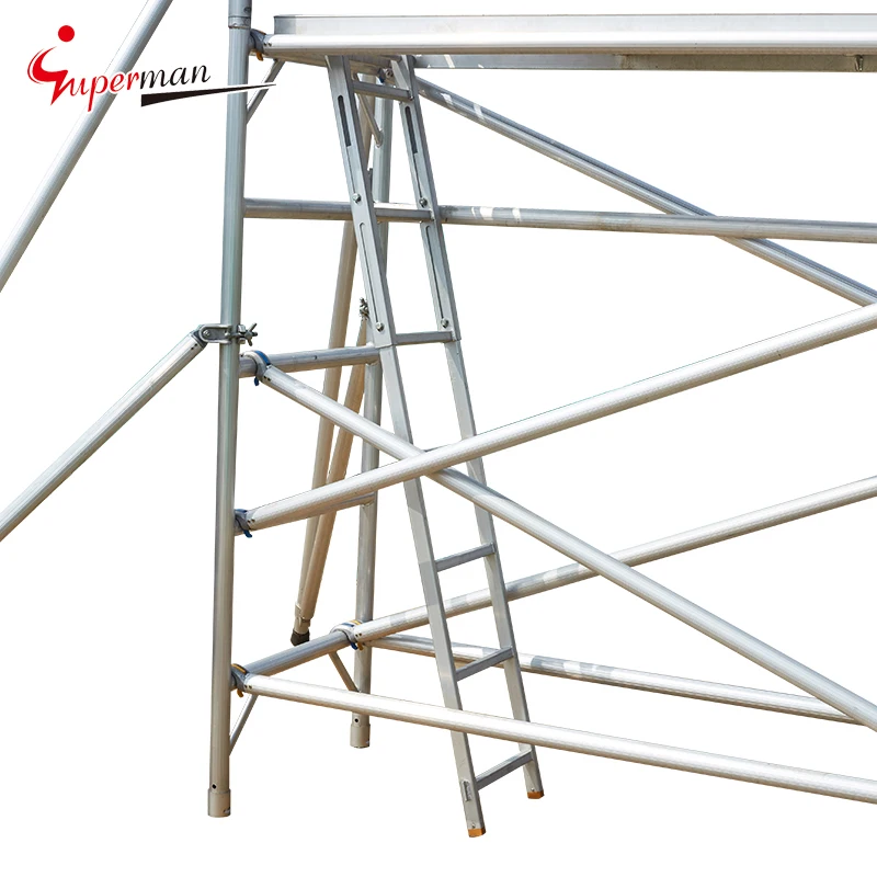 OEM ODM Standing height double width aluminum scaffold tower Multipurpose rising mobile Scaffolding Tower