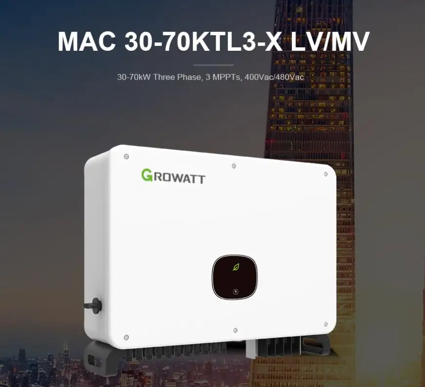 Growatt On Grid Inverter 50KW 60KW 70KW Grid Tied Solar Inverter With Smart Energy Meter