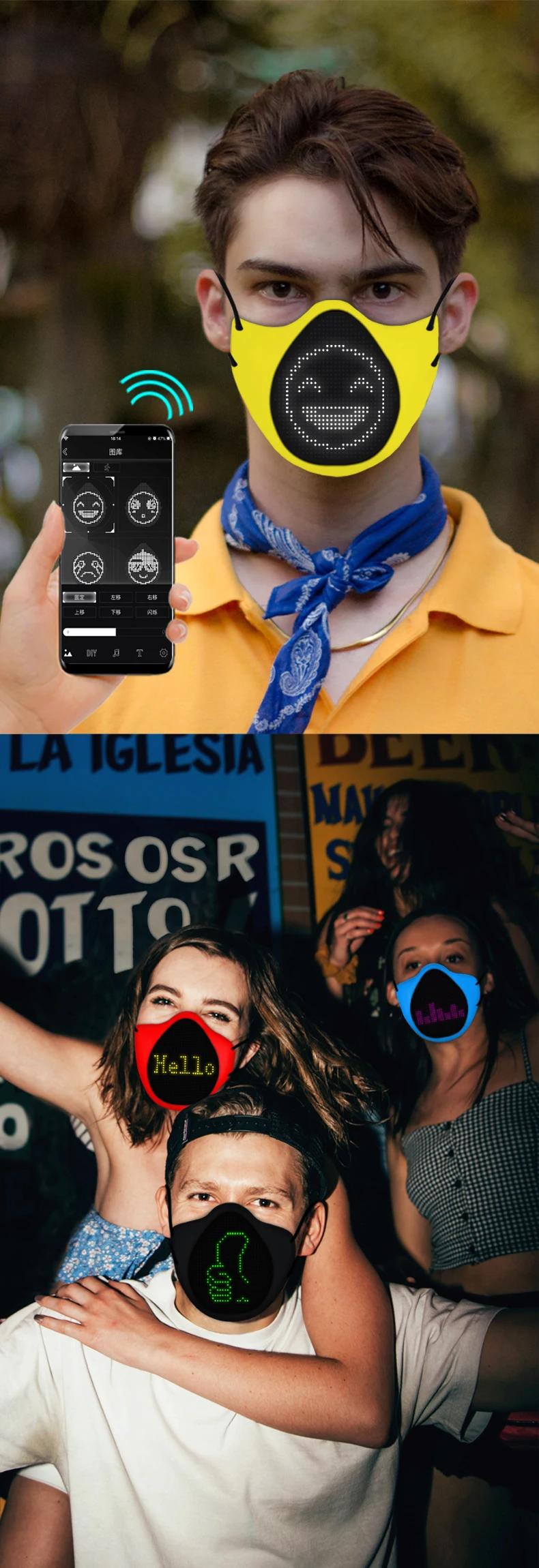 
2021 New Coming APP Control Luminous Programmable Scolling Message Display screen Silicone Masks with blue tooth 