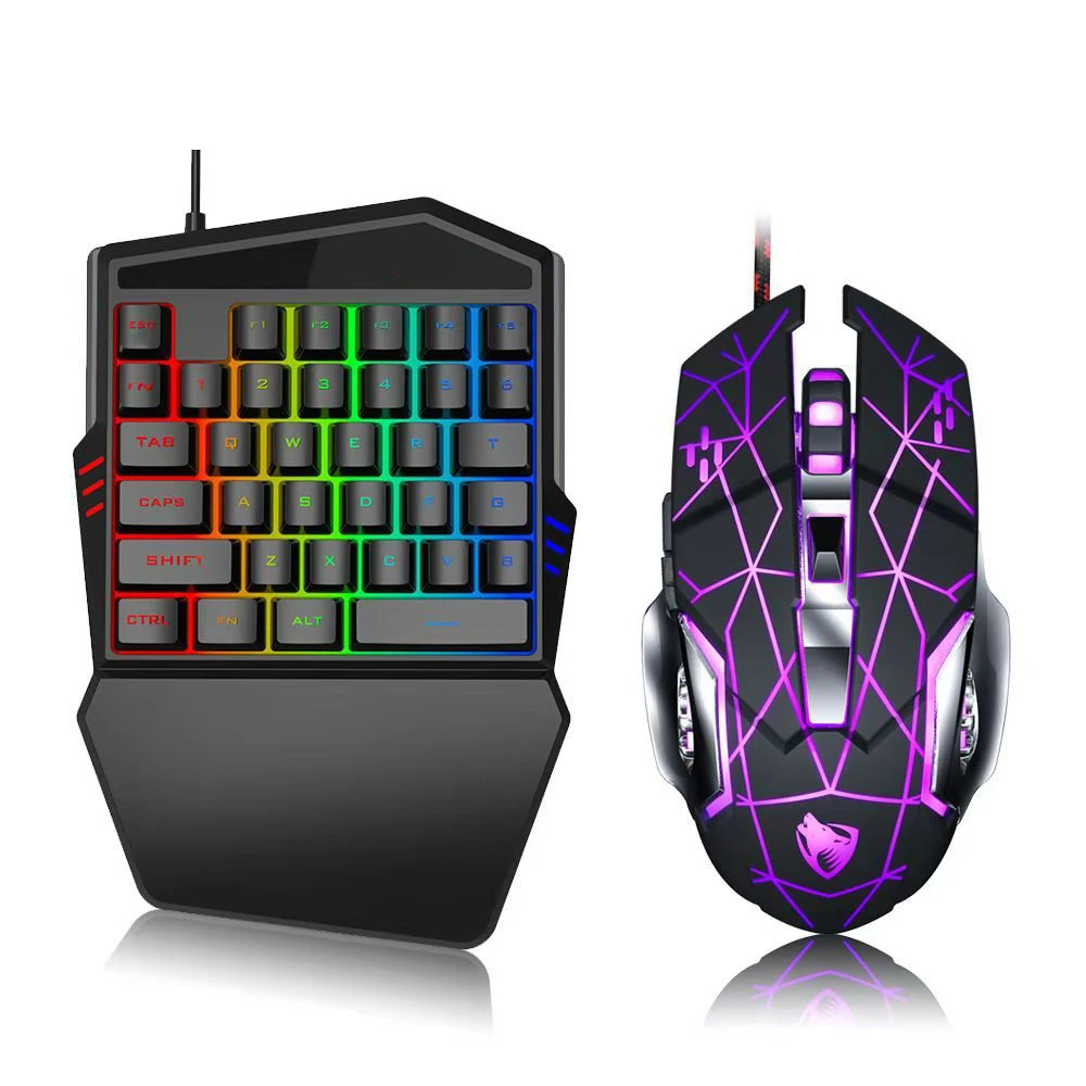  OEM мини Механическая RGB цветная Проводная 35-клавишная игровая клавиатура и мышь комбо набор для