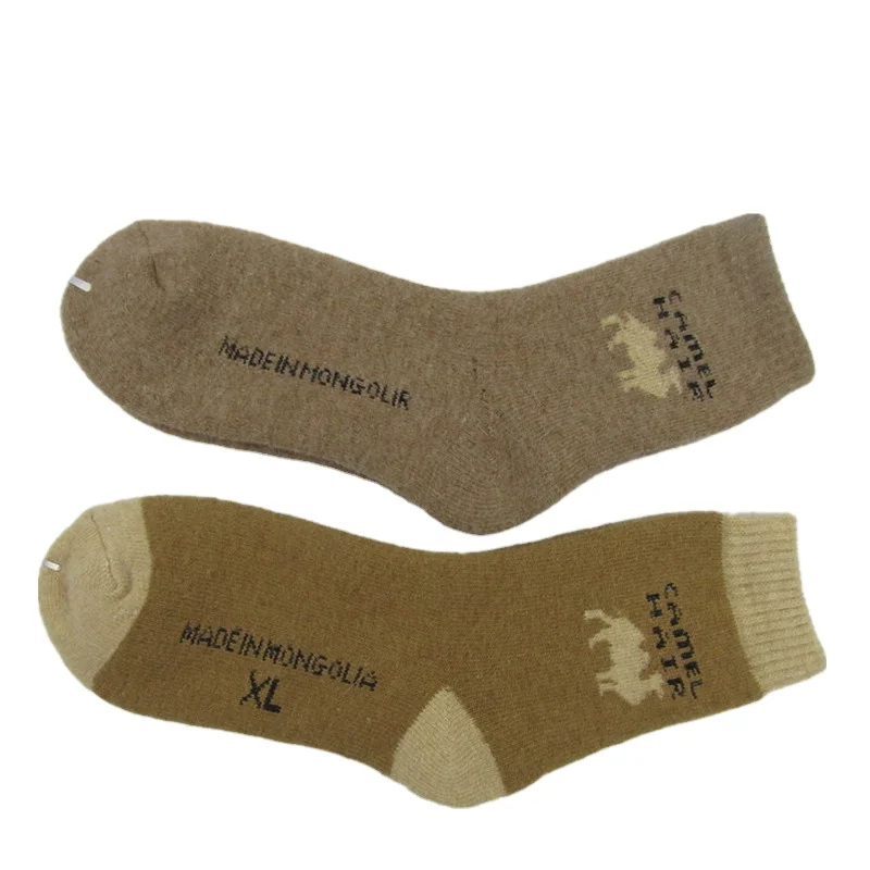 Factory Custom Unisex Winter Super Thick Warm Soft Women Mens 100% Camel Hair Socks