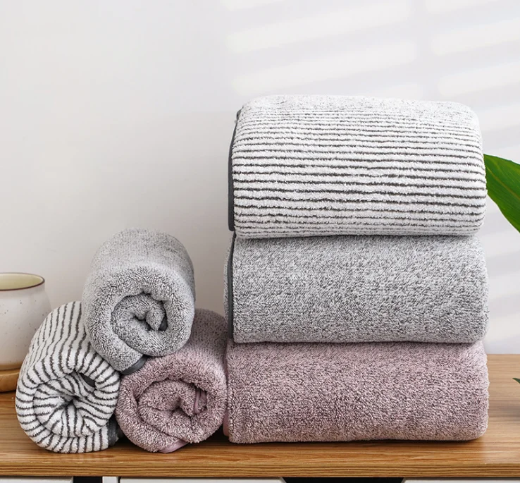 
Китайская фабрика, высокое качество, серое Полосатое бамбуковое углеродное волокно, полотенце для лица, банное полотенце для пляжа 