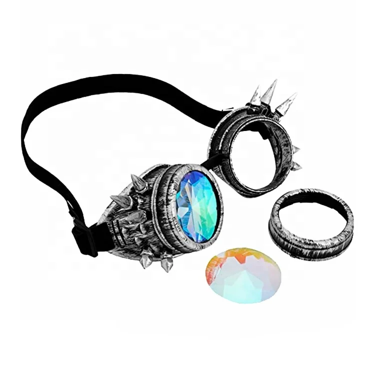 Wholesale Brass Steampunk Punk Gothic Sunglasses Cosplay Vintage Rivet Steampunk Goggle Kaleidoscope Glasses Retro Sunglasses