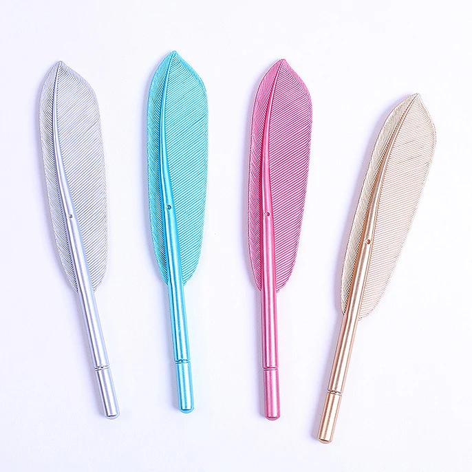 High Quality Wholesale Plastic Red Pink Goose Feather Quill Ball Pen For Logo