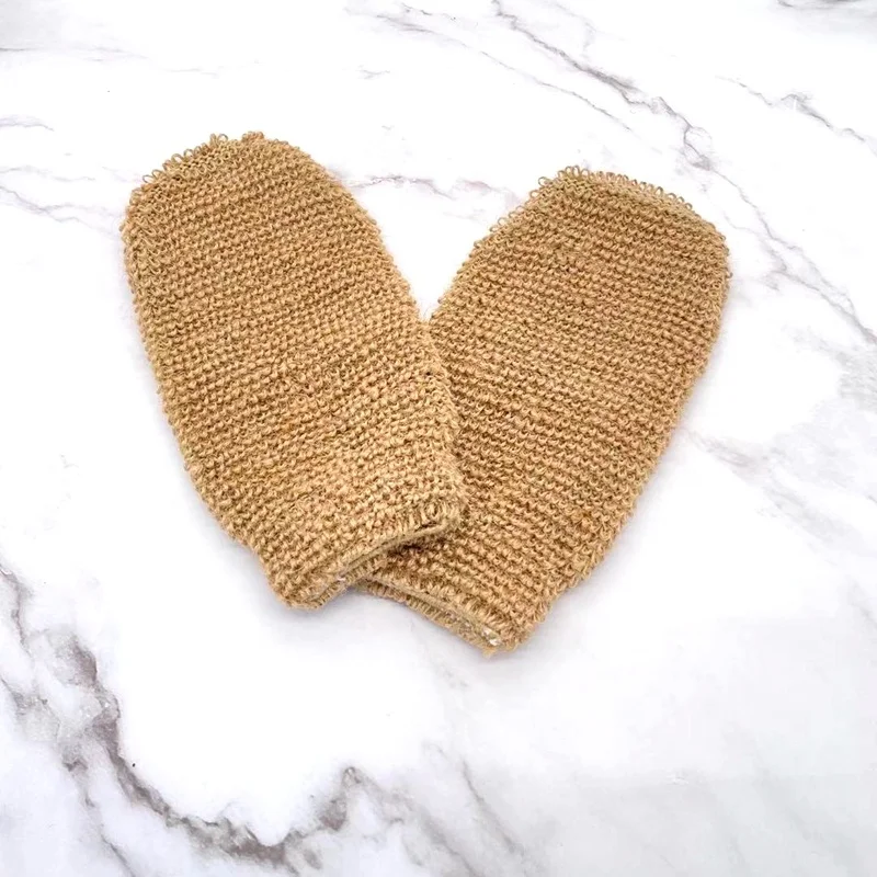 Natural hemp Jute bamboo fiber bath scrub shower gloves mitt bamboo exfoliating scrubber glove