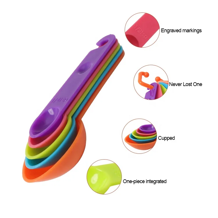 ANJUKE Food Grade Materials Multi Function Plastic Measuring Cups Multi-Color Measuring Spoon Baking Plastic Spoons Set
