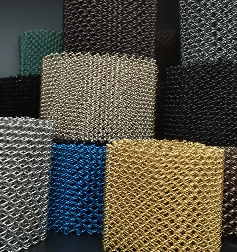 Coil Drapery Chainlink Metal Mesh Curtain Gold Color Screen Room Chain Link Architectural Mesh For Ceiling Fireplace Mesh