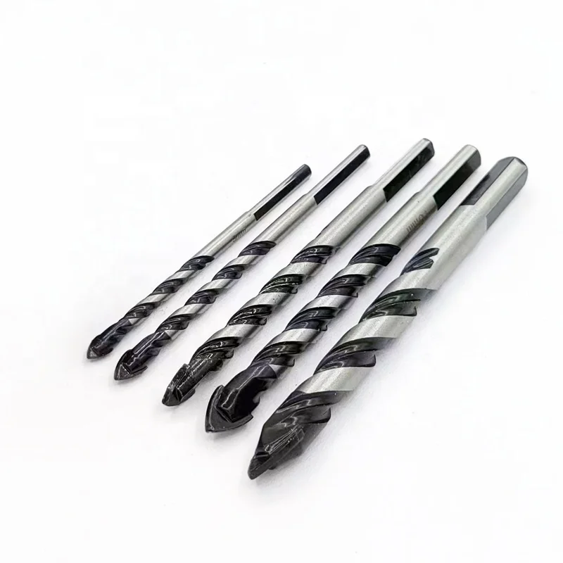Multifunctional black triangular drill bit drilling ceramic tiles red bricks  concrete   ceramic marble