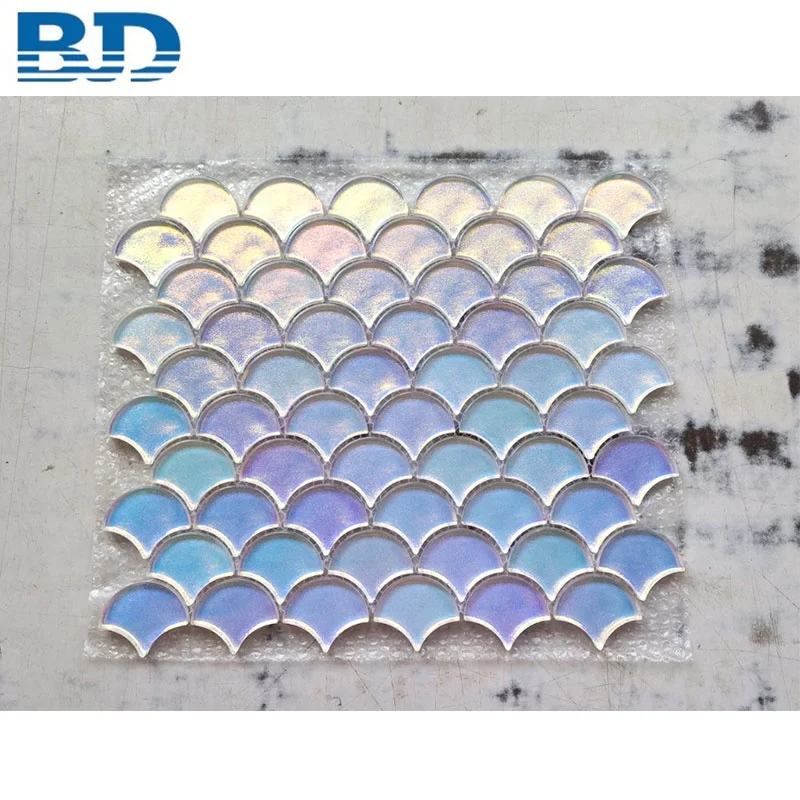 High Quality Iridescent Fish Scale Glass Mosaic Tile