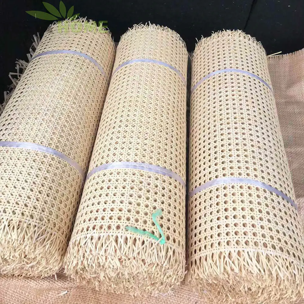 YEEYAHOME Natural Rattan Semi-Bleached Hexagon Hole Open Weave Rattan Cane Wicker Webbing Roll for Home Decoration