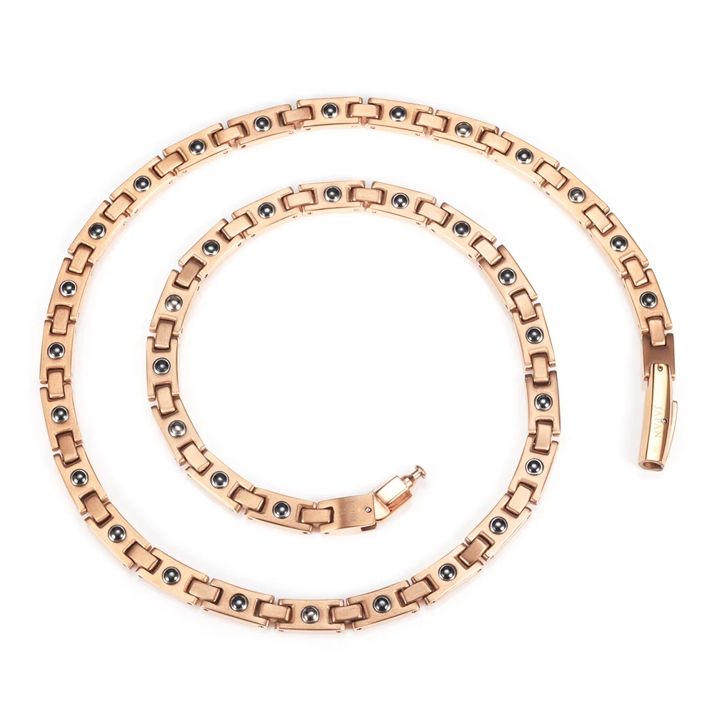 Wollet 6.5mm Width Japan and South Korea TV Shopping Deluxe Rose Gold Inlay Genuine 99999 Pure Germanium Titanium Necklace