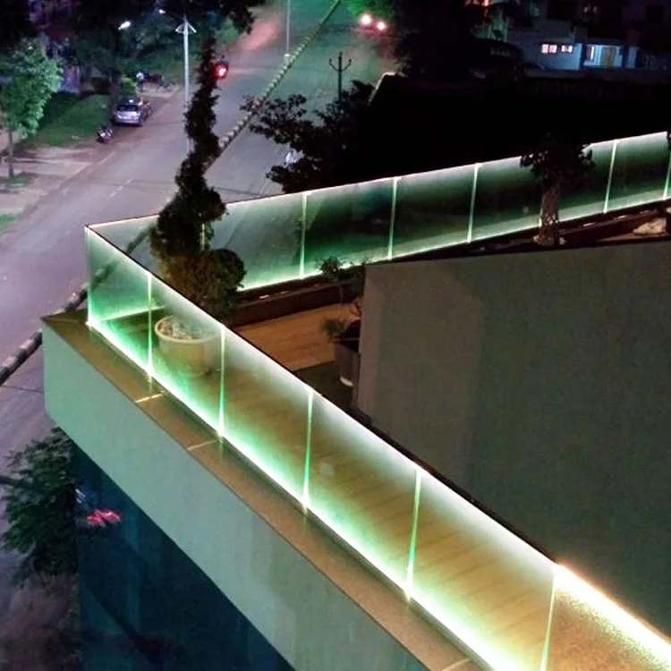 aluminium u profile channel winth led strip light for balcony glass baluatrades