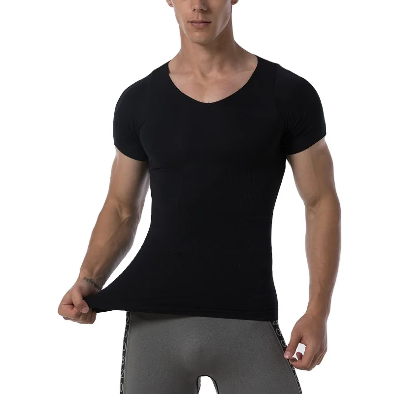 
Fashion Design Slim Fit Short Sleeve Sportswear Mens Compressed T Shirt 