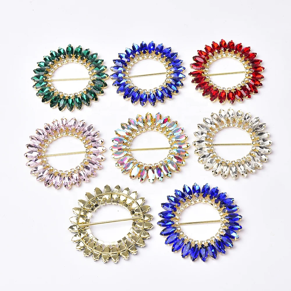 Horse Eye Crystal Accessories DIY Colored Metal Clothing Shoes Hats Decoration Round Circle Rhinestone Belt Buckle