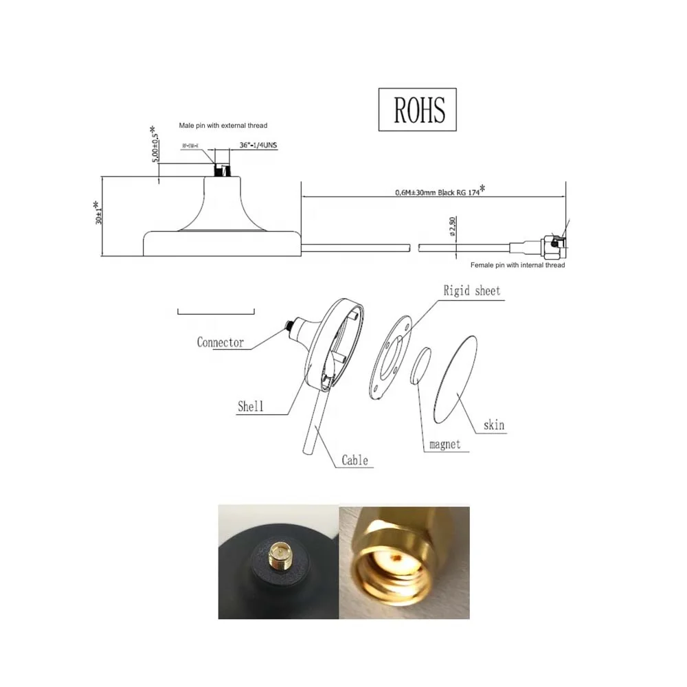 high quality Antenna Ant Socket RF1.13 UFL TO SMA Pigtail Getcom.AI