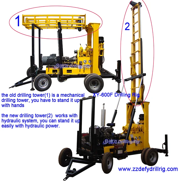 600m XY-600F hydraulic Trailer mounted mud rotary soil investigation mining drill diamond water bore well drilling rig price