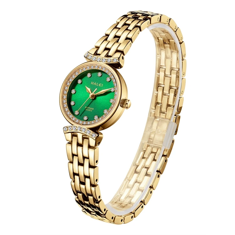 Halei Women Wrist Luxury Watch Fashion Classic Stainless Steel Quartz Watches For Ladies