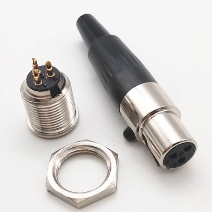 Gold Pins Mini XLR 3Pin Male Plug panel chassis with female 3 pin mini XLR female jack