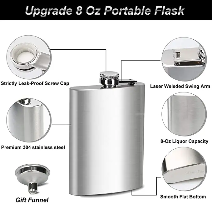 18 Oz Stainless Steel Hip Flask Portable Pocket Outdoor Liquor Alcohol Bottle Male Whisky Wine Pot Vodka Bottle