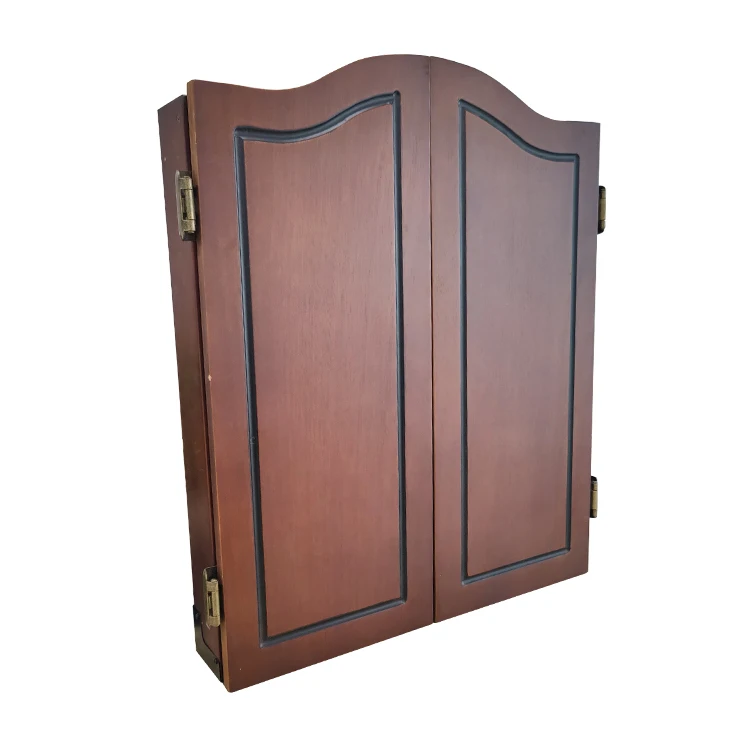 Cheap Dartboard Cabinet Set with Realistic Walnut Finish, Dartboard Cabinet Set for Game Room, Family, Office