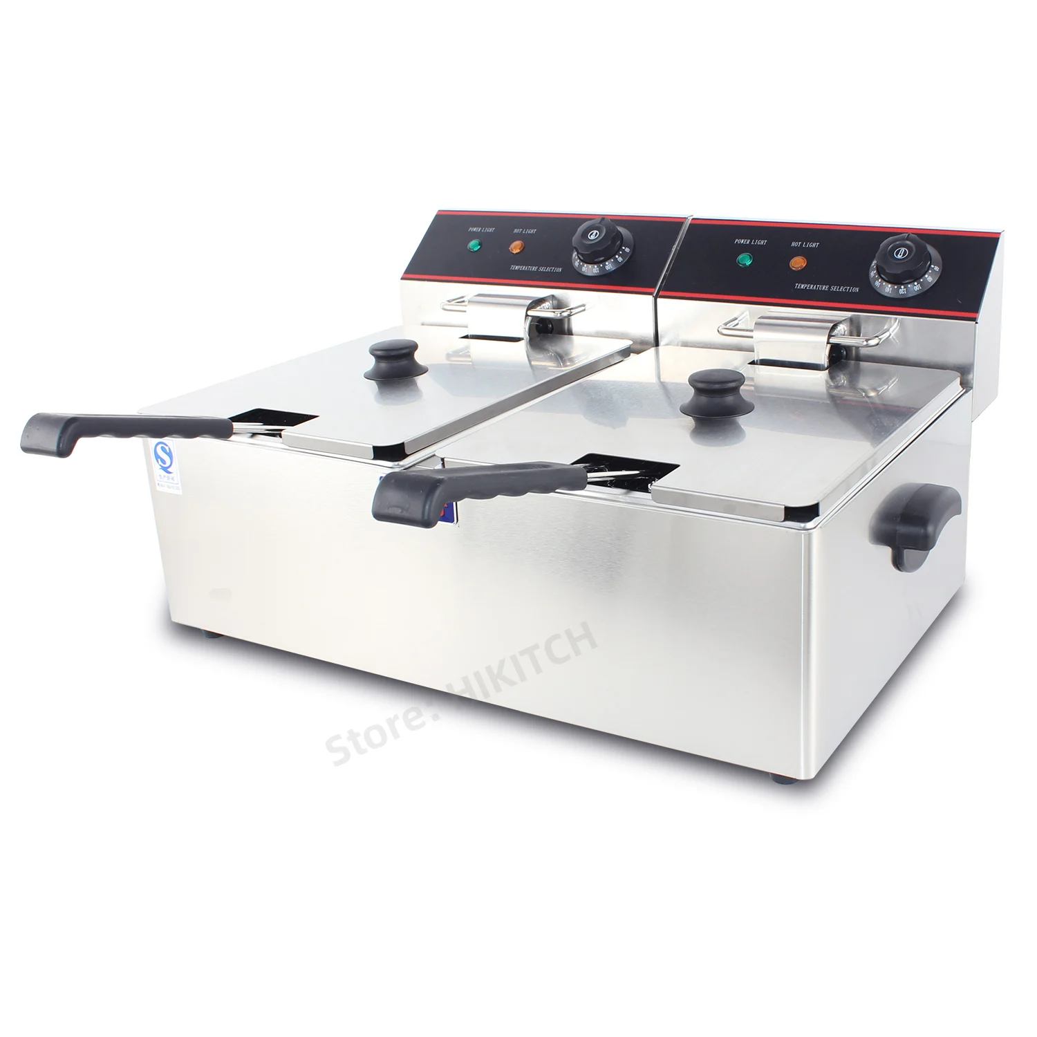 Top rated commercial electric double fryer EF6L-2 stainless steel stick food donut 12 liters oil fryer safe breaker manufacturer