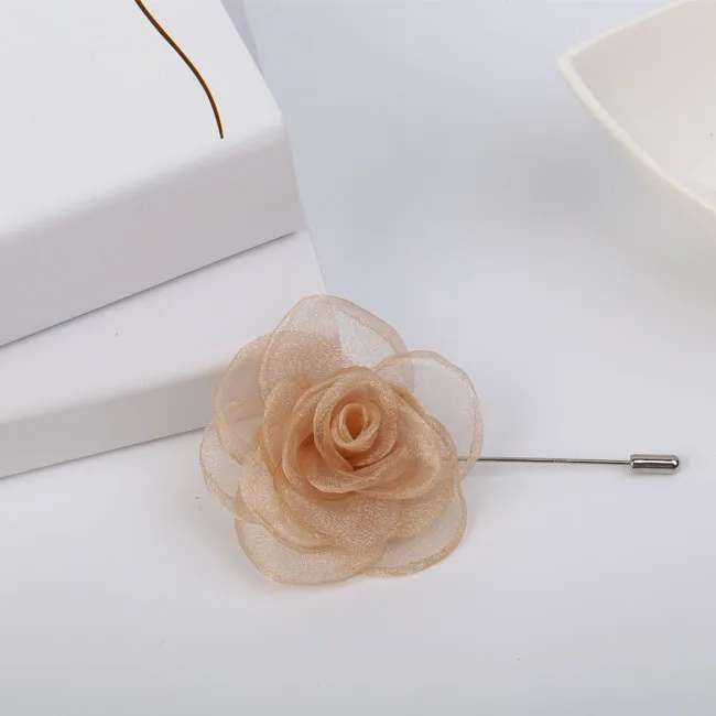 xiamen handmade flower webbing chiffon brooch pin
